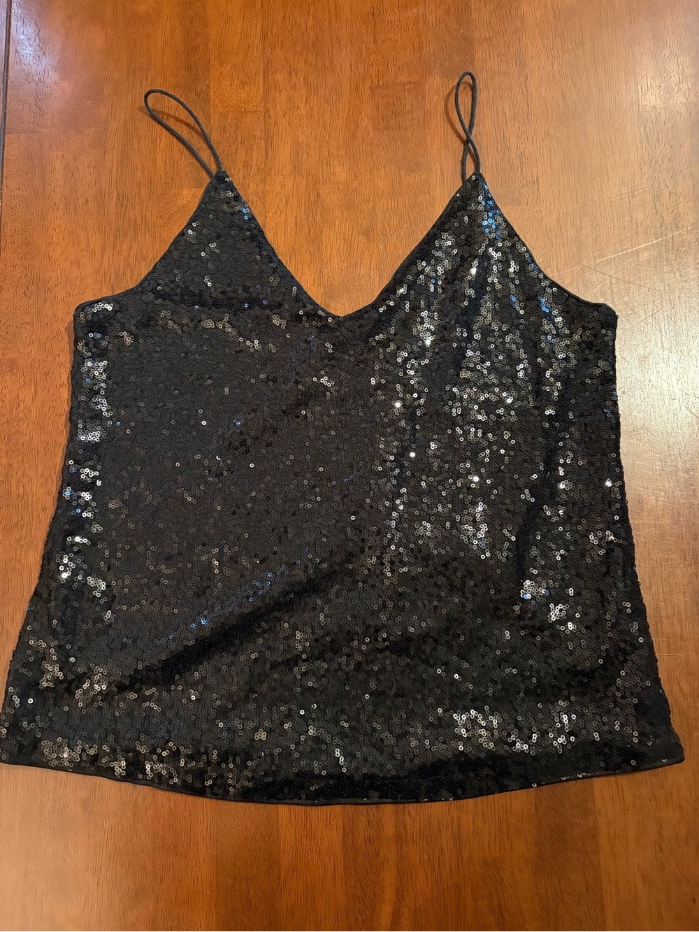 SHEIN Black Sequin Spaghetti Strap Camisole Top